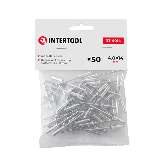 Заклепка алюмінієва, 4,0×14,0 мм, 50 шт. INTERTOOL RT-4014 Киев - изображение 4