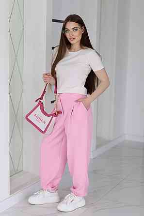 Жіночі широкі штани джогери "Flavio" Норма та батал Рожевий, 50-52 Київ
