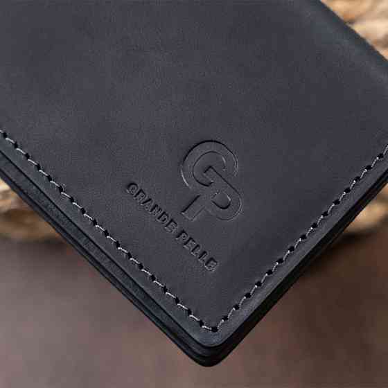 Візитниця з обкладинкою для ID-паспорта з натуральної шкіри GRANDE PELLE 11291 Чорна Київ