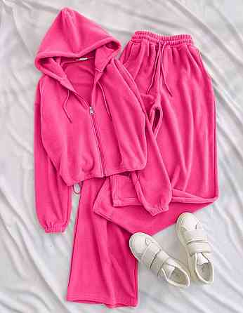 Женский прогулочный костюм двойка турецкий велюр Малиновый, 42/46 Одесса