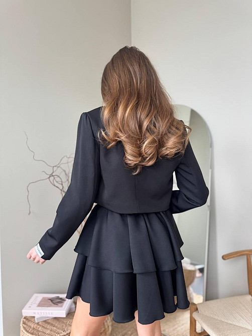 Женский стильный костюм двойка: пиджак и юбка креп-костюмка + подкладка Черный, 46/48 Одесса - изображение 8