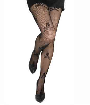 Колготи з черепами в сітку жіночі one size чорний Київ