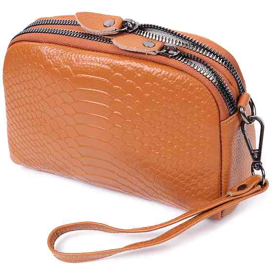 Небольшая сумка для женщин на два отделения из натуральной кожи Vintage 22800 Рыжий Киев