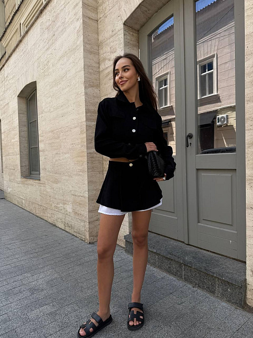 Жіночий стильний костюм-двійка: жакет і спідниця вельвет Чорний, 44/46 Одеса - фото 5