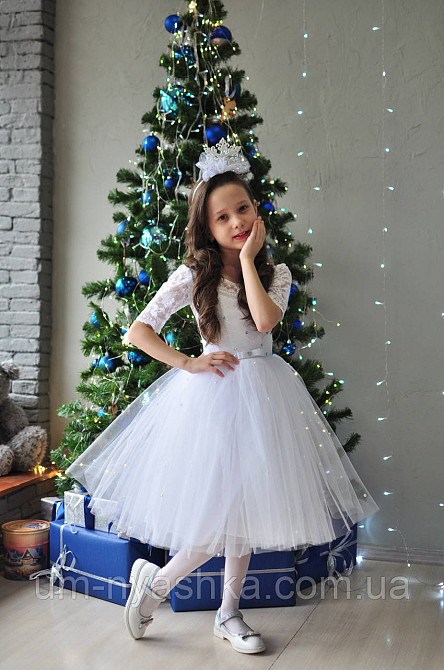 Платье Снежинка Детское нарядное белое платье Снежинка-рукавчик 98-110 Кривой Рог - изображение 1