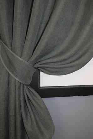 Комплект коротких штор VR-Textil Лен Мешковина № 1282ш 130х170 см 2 шт Серый (35-0084) Киев