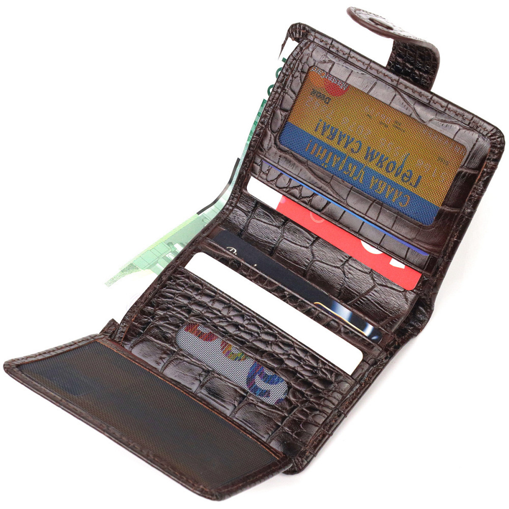 Интересный кошелек для мужчин из натуральной кожи с тиснением под крокодила CANPELLINI 21689 Коричневый Киев - изображение 7