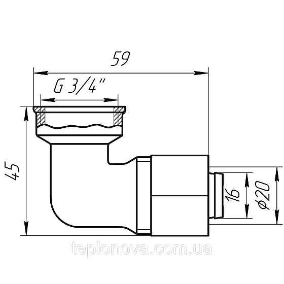 Уголок с внутренней резьбой APE 752 L 3/4″х20 ITALY Черновцы