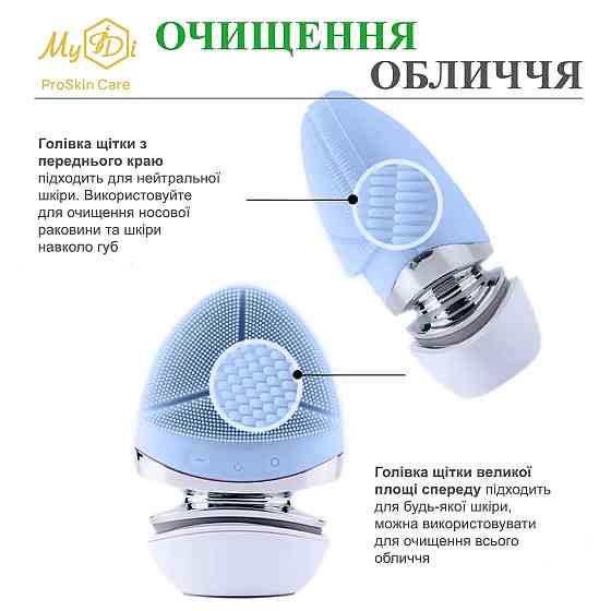 Ультразвукова електрощітка для вмивання обличчя з EMS для масажу та ліфтингу EMS cleansing brush & massager MyIDi Київ