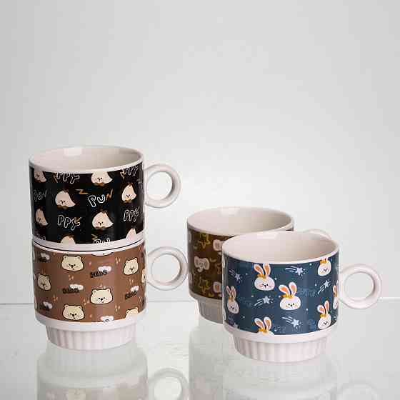 Yiwu Набір порцелянових чашок для дітей на металевій підставці Toys 4 (шт) по 300 (мл) подарунк Коломия