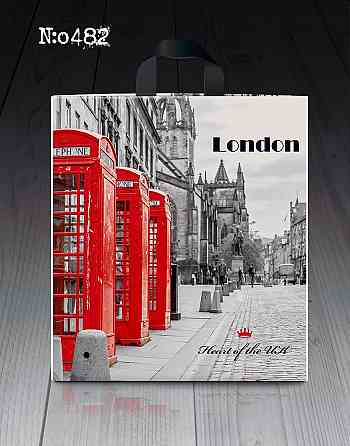 Пакет із петльовою ручкою середній щільний ламінований "Лондон 482" (40х45+3) 95 мк КВС (50 шт) Харків