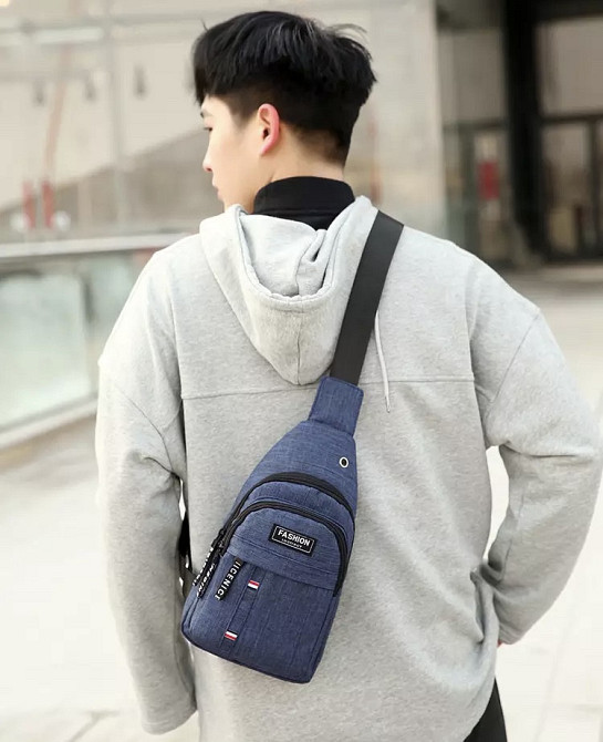 Сумка тактическая через плечо синяя - размер сумки 33*17*6см, 2 кармана. Мужская сумка, женская сумка, Унисекс Киев - изображение 7