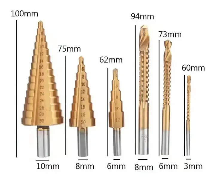 Набор ступенчатых сверл с титановым покрытием 6 штук в кейсе Коломия - фото 2