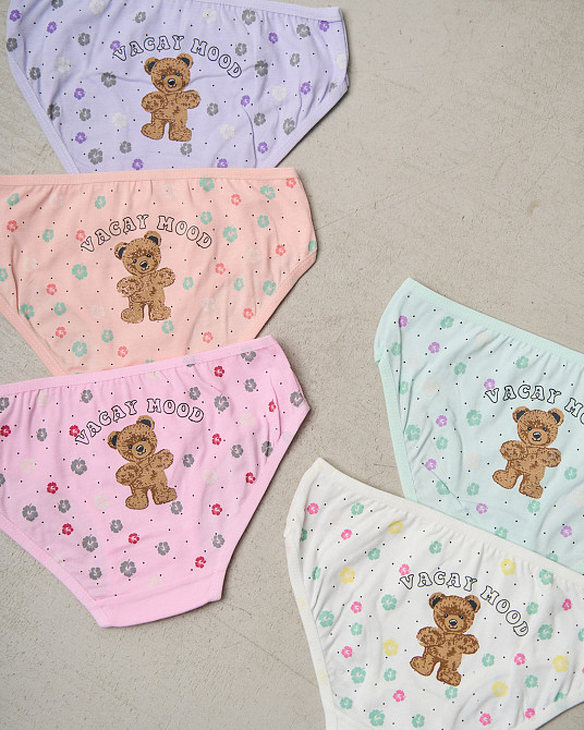 Пастельні дитячі трусики на дівчинку — Vacay mood Ведмедик 5 шт Nicoletta 116760 4-5 Київ - фото 2