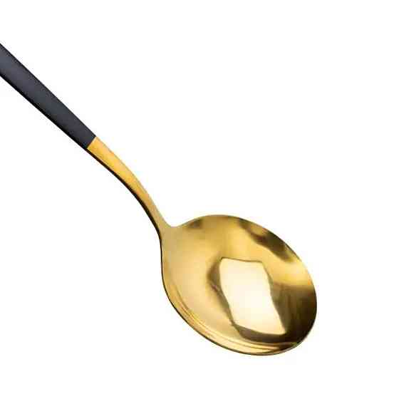 Набір столових ложок 6 штук ложки столові з нержавійки 21 см Чорний з золотом HP-20-3 Коломия