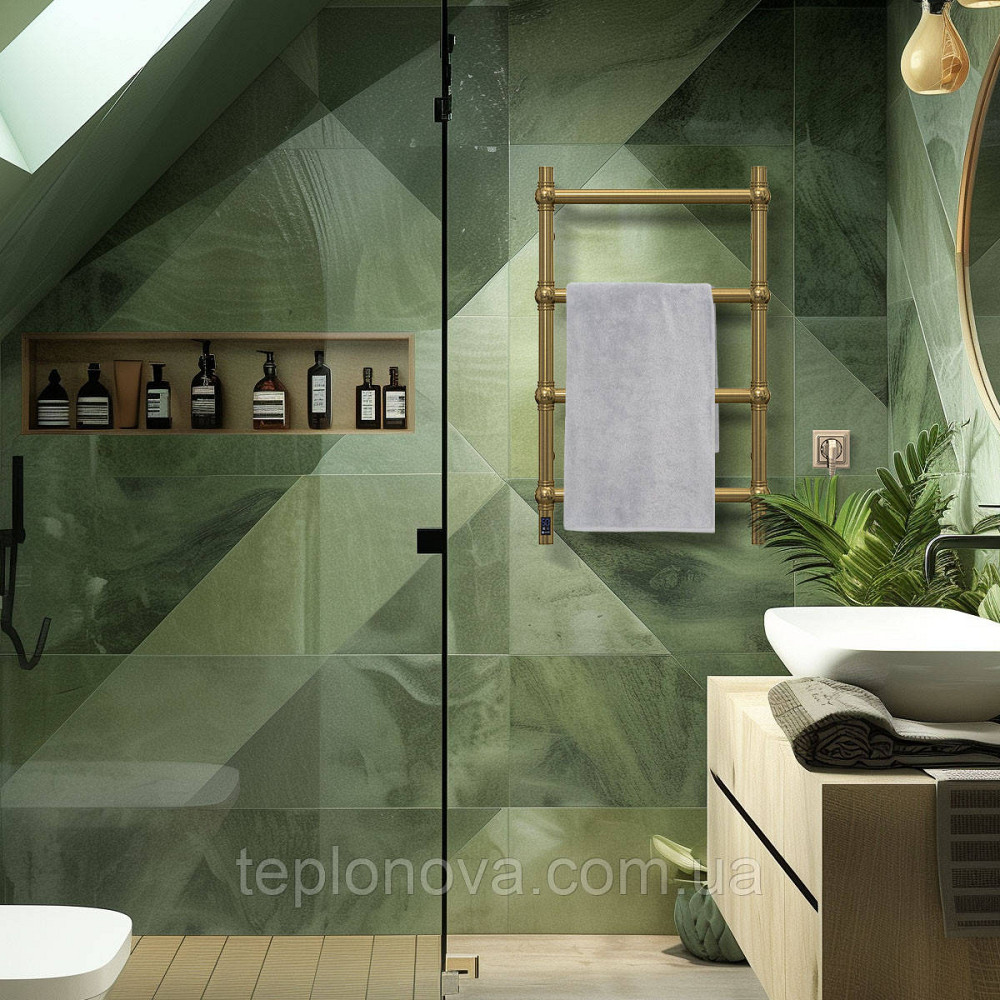 Електрична неіржавка сушарка для рушників Retro 500х800 Sensor, ліва бронза Чернівці - фото 3