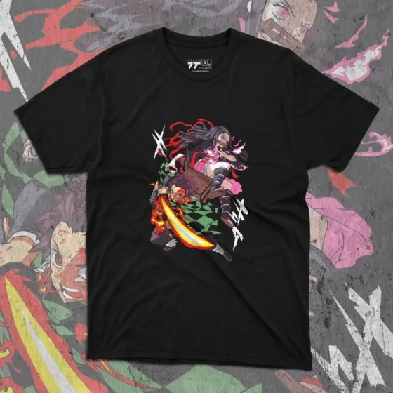 Футболка для подростка мальчика с принтом Клинок, рассекающий демонов Танджиро і Незуко 2 Размер 160 Anime10422 Днепр
