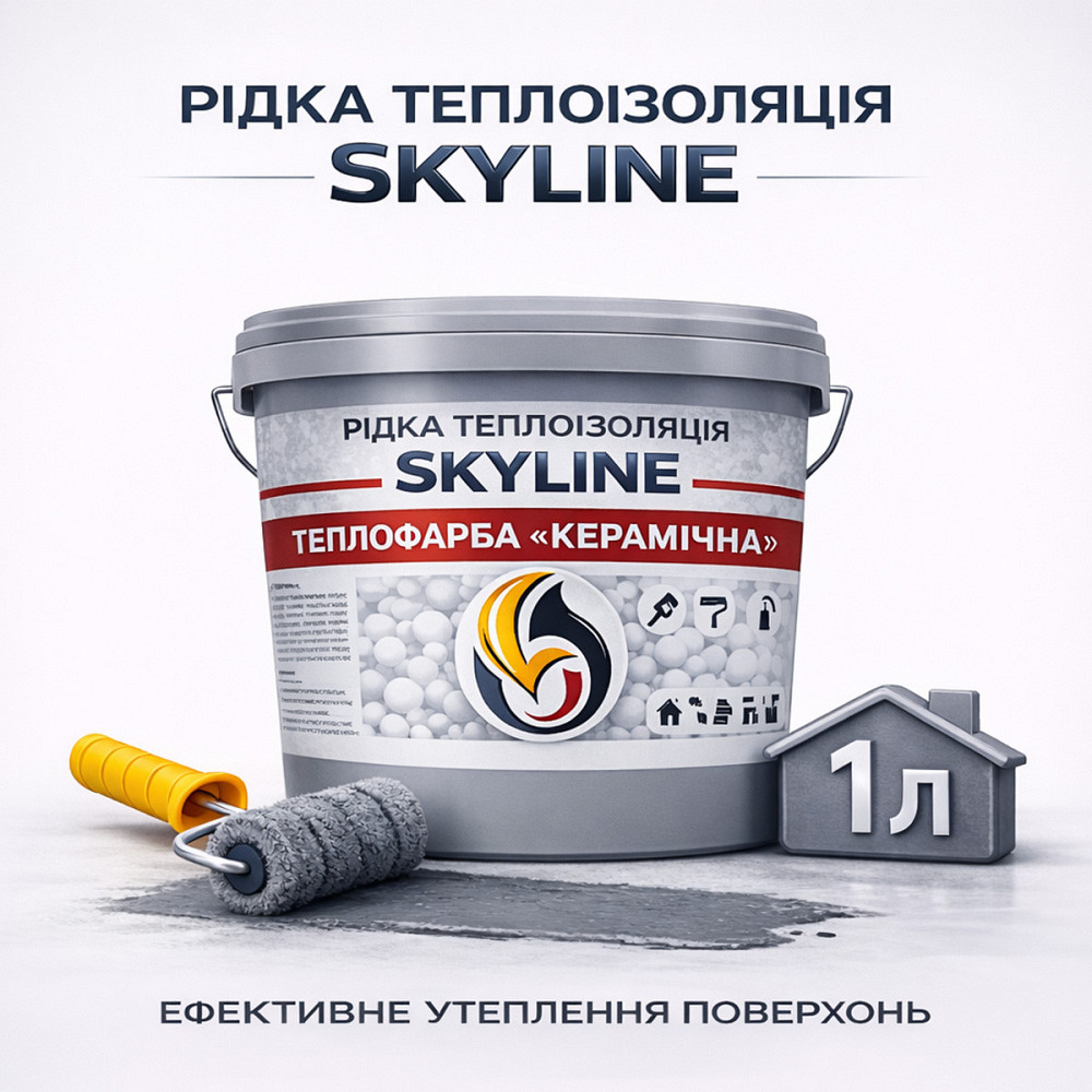 Жидкая теплоизоляция Skyline керамическая теплокраска для утепления стен, фасадов, кровли и трубопроводов Серая 1 л Харьков - изображение 1