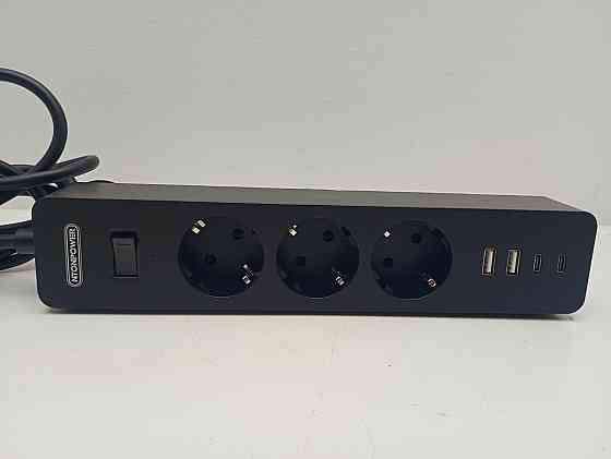 Мережевий подовжувач з кріпленням до столу 7-в-1: 3 розетки + 2 USB-A + 2 USB-C Ntonpower 1.5м (товар вживаний) Луцк
