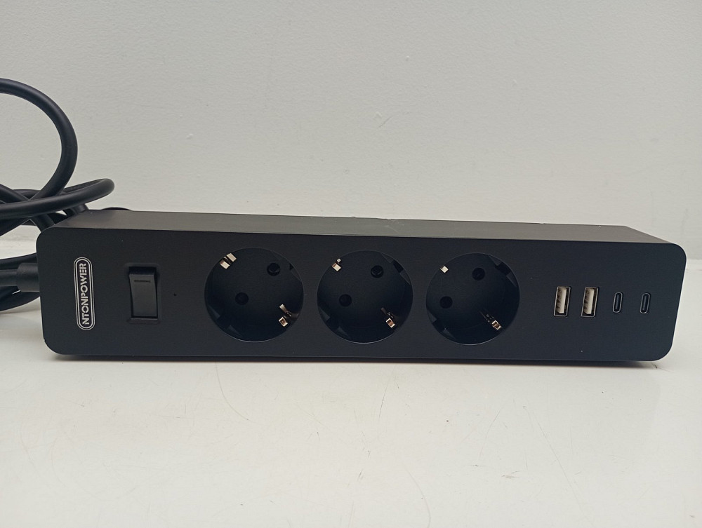Мережевий подовжувач з кріпленням до столу 7-в-1: 3 розетки + 2 USB-A + 2 USB-C Ntonpower 1.5м (товар вживаний) Луцк - изображение 2
