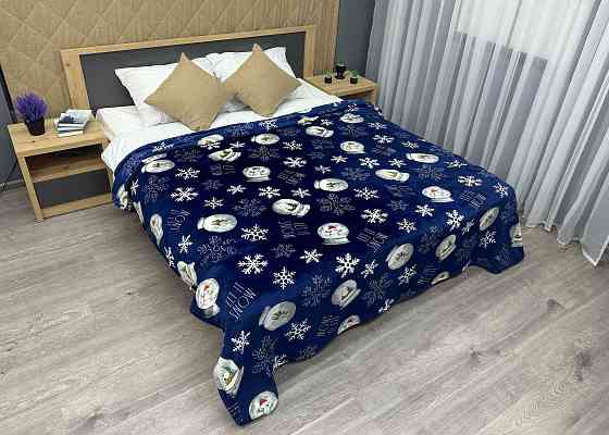 Плед-покривало Decorator WellSoft 200х220 см з різдвяним принтом Синій (87-172) Київ