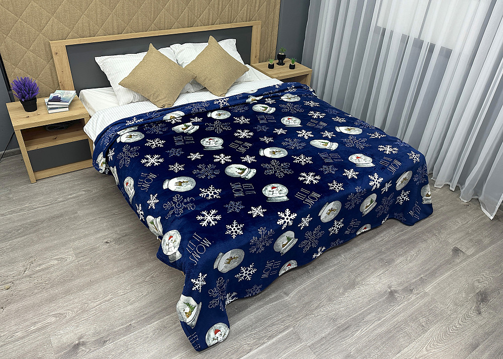 Плед-покривало Decorator WellSoft 200х220 см з різдвяним принтом Синій (87-172) Київ - фото 4