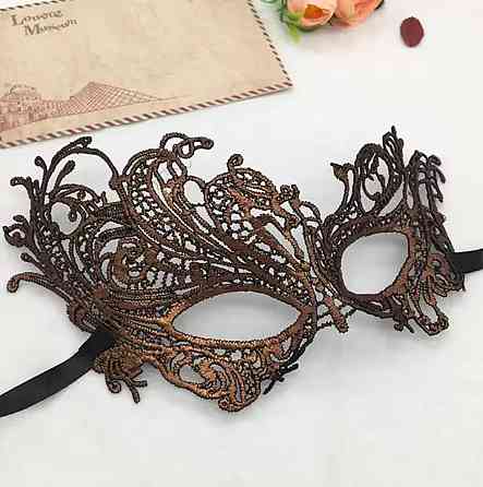 Ажурна маска на обличчя one size коричневий Київ