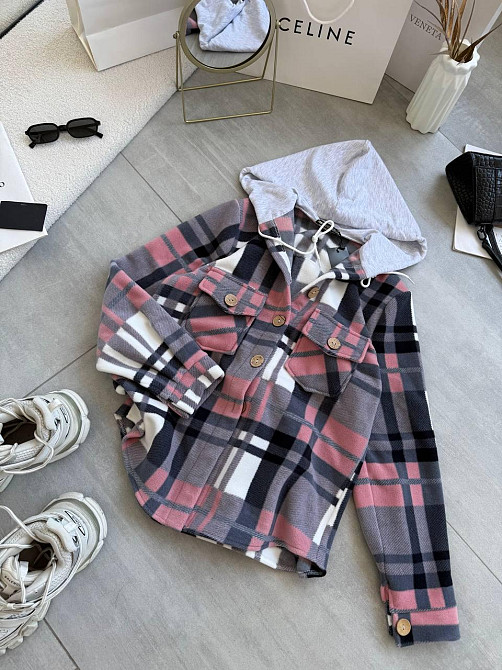 Жіноча тепла оверсайз сорочка з капюшоном турецький двосторонній фліс Полар Одеса - фото 3