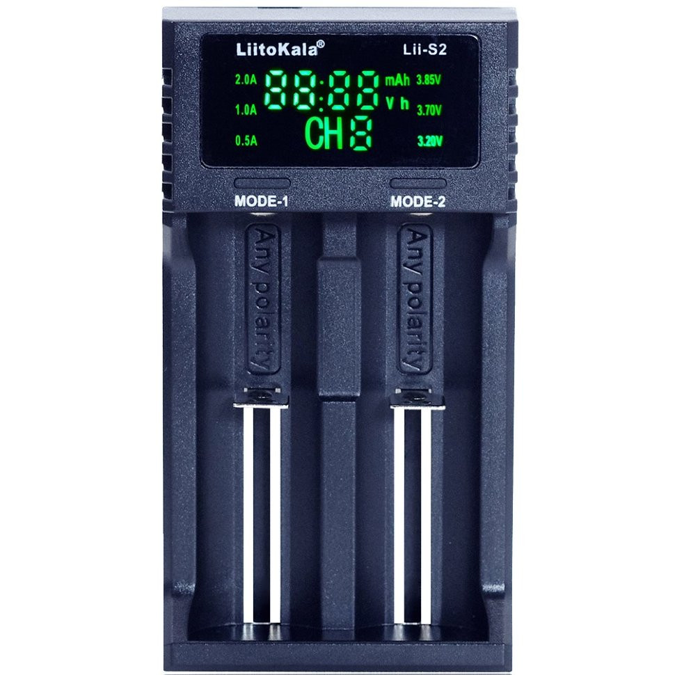 Зарядний пристрій Liitokala Lii-S2, 2 канала, Ni-Mh/Li-ion/LiFePo4, USB, LCD, Box Київ - фото 1