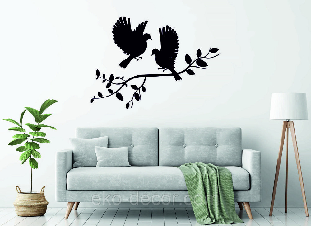 Декоративное настенное Панно «Птички Два голубя», Декор на стену 110*70 см, Черный Киев - изображение 4