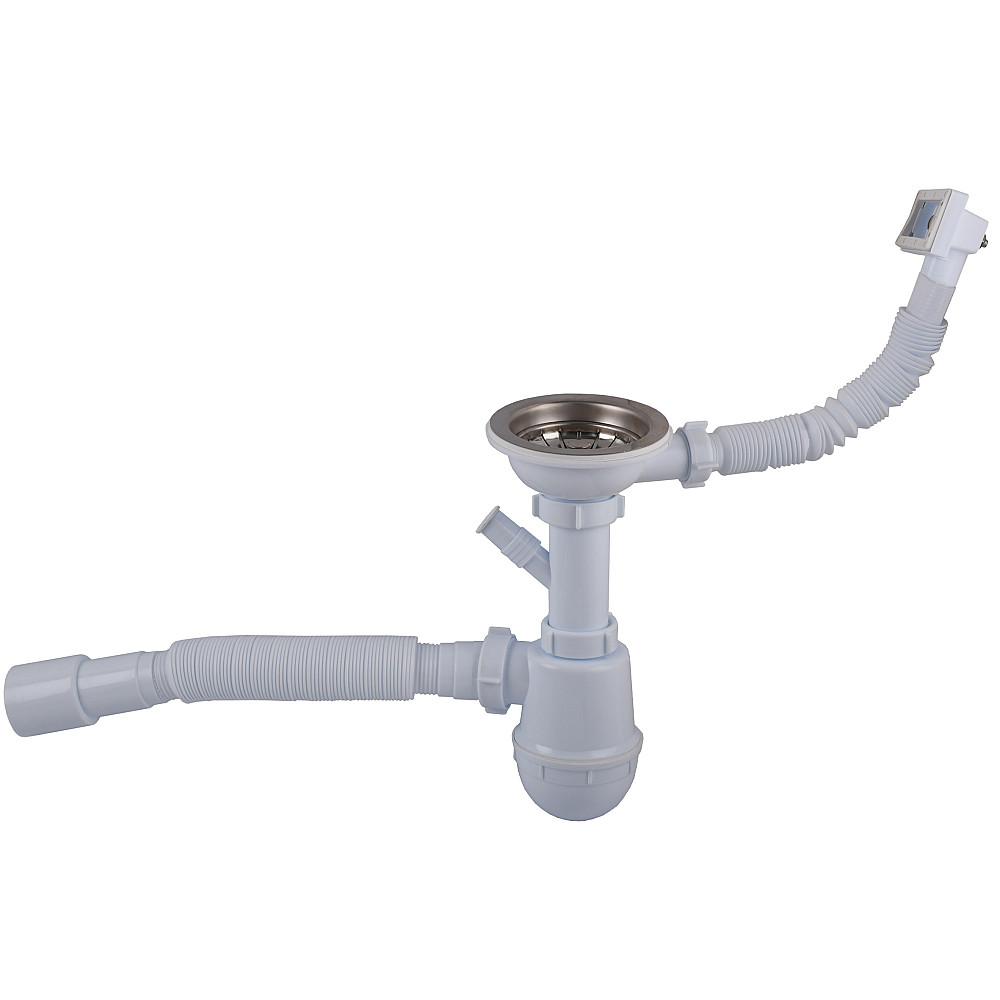 Сифон OPTIMUM 31/2″*40 для мийки з відведенням для прал маш, з прямокутним гнучким переливом та гнучкою трубою 40х40/50 OPTI  27343 Тернополь - изображение 1