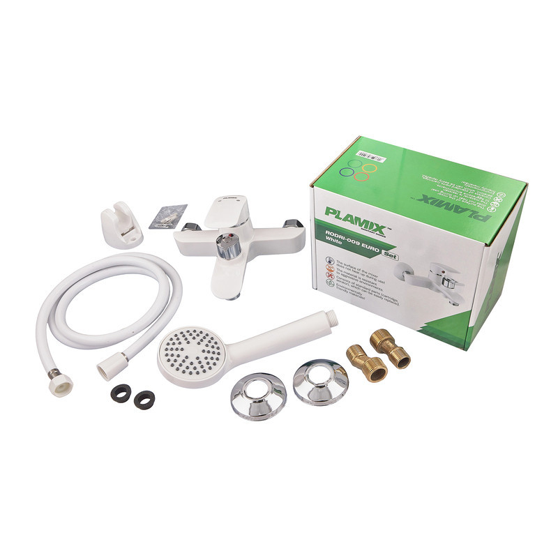 Змішувач для ванни Plamix Rodri-009 Euro Set White (з шлангом, лійкою та кронштейном) (PM0740)   ( 20005 ) Харьков - изображение 5