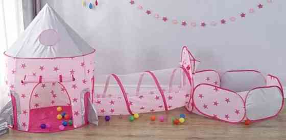 Дитячий ігровий замок палатка з тунелем та сухим басейном 3в1 Детский. Київ
