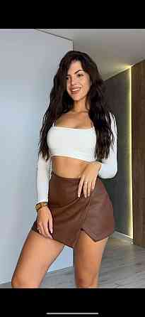 Женская короткая юбка-шорты матовая эко-кожа на замше Шоколад, 46/48 Одесса