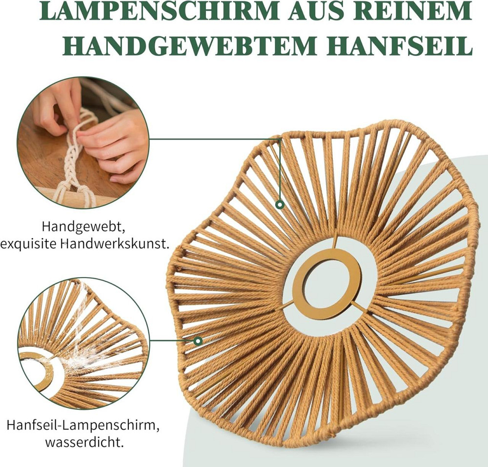 Подвесной светильник из конопляного каната E27 с выключателем и вилкой кабель 510 см для деревенского стиля Киев - изображение 8