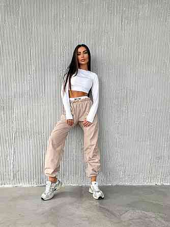 Женский прогулочный костюм двойка: топ и штаны вискоза + матовая плащевка Одесса