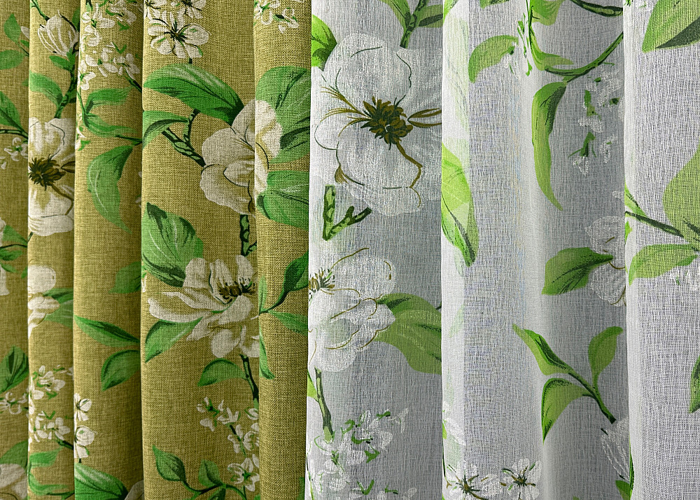 Комплект штор VR-Textil Льон Прованс 200х265 2шт і Тюль 600х265 1726ш-1809т Оливковий з білим 71-106/7 Київ - фото 7