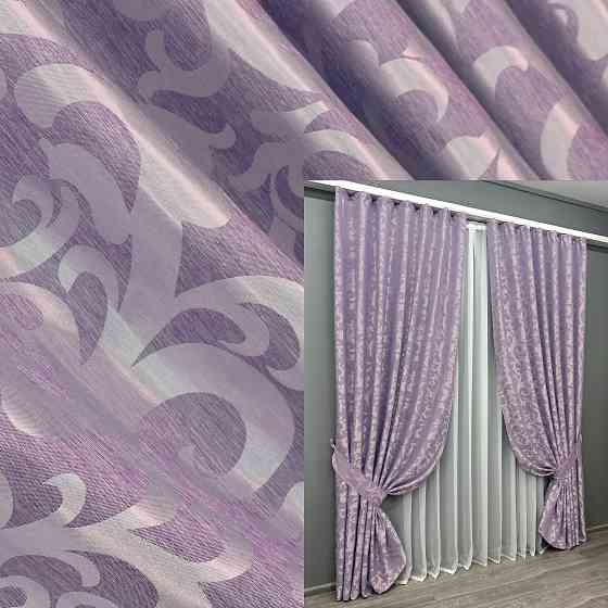 Комплект готових штор VR-Textil Жакард Вензель № 295ш Бузковий 200х270 см 2 шт (32-005) Київ