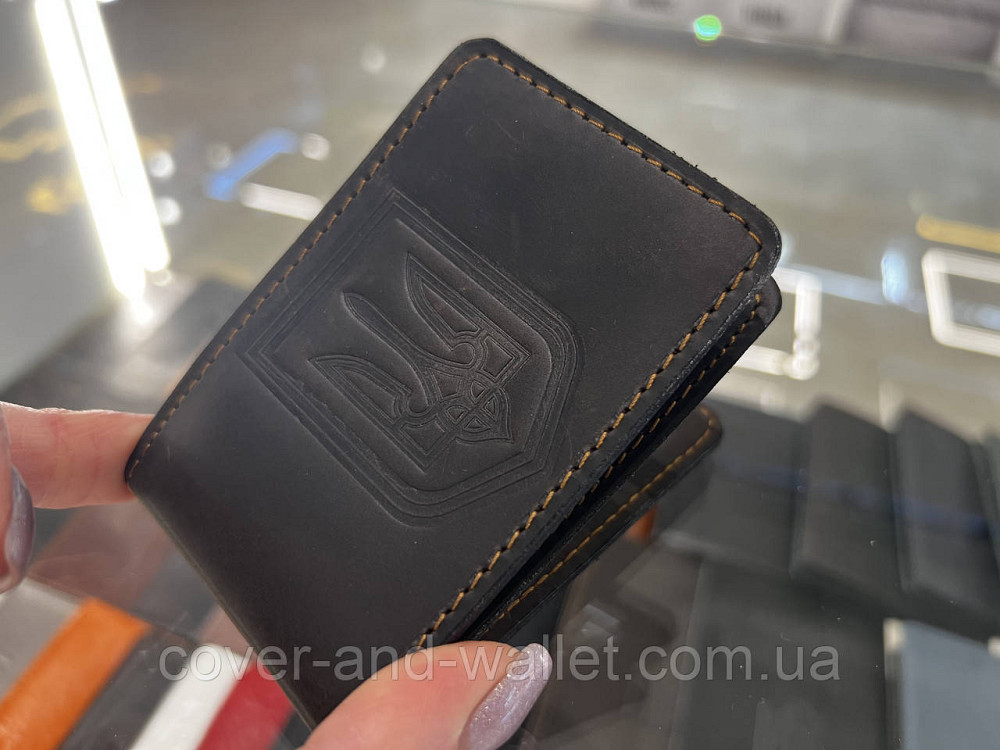 Маленькая кожаная обложка для прав и ID документов на четыре отдела Leather Коричневый Киев - изображение 3