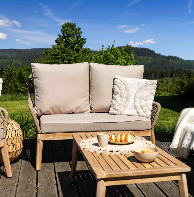 Комплект садових меблів для тераси, двору, балкона, набір столу та стільців для відпочинку Akaia Бежевий Київ - фото 9