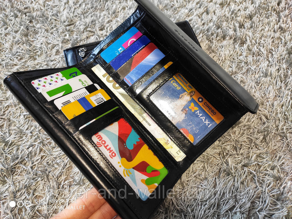 Черный женский кошелек из натуральной гладкой кожи на много карт Koffer Киев - изображение 6