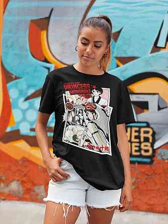 Футболка з аніме принтом Аніме Прінкесс Мононоке Фанс оверсайз (S/M/L) Чорний AnimeJ0323 Дніпро