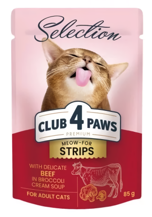 Консервированный корм для кошек CLUB 4 PAWS (Клуб 4 Лапы) Selection с говядиной в крем-супе из брокколи, 85 г Винница