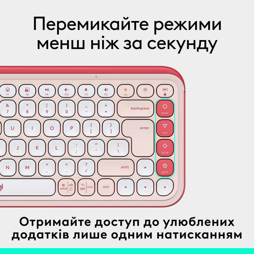 Клавіатура бездротова Logitech Pop Icon Keys Rose (920-013073) Рожевий Харків - фото 6