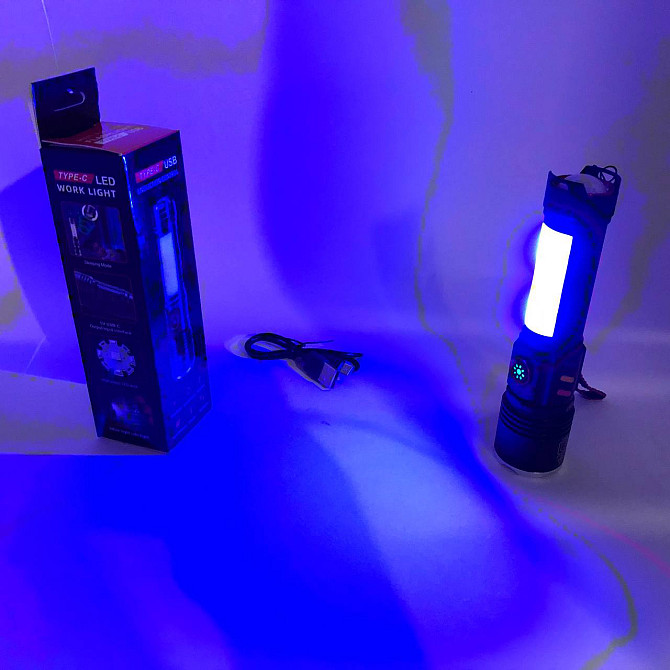 Портативный LED фонарь на батарее, Яркий светодиодный мощный фонарь, Тактические фонари с зумом VC-42 Львов - изображение 5