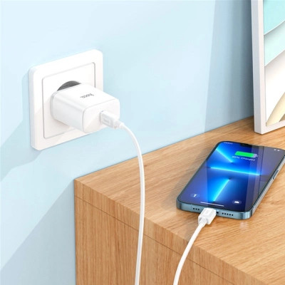 Зарядное устройство HOCO C104A USB-C PD20W + cable USB-C to Lightning white (6931474782908) Винница - изображение 7
