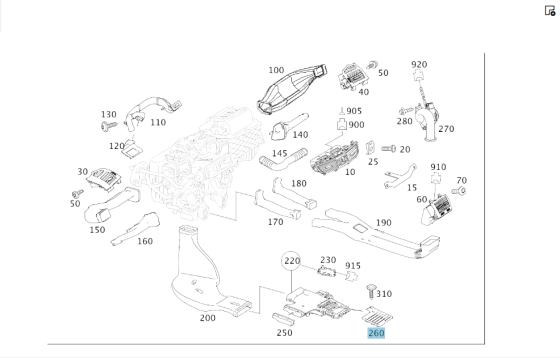 Mercedes-Benz  A2218310136 9051 Дефлектор - решітка повітроводу в ноги заднього лівого пасажира чорна CL C216 S-class short W221 S-class long V221 Одесса