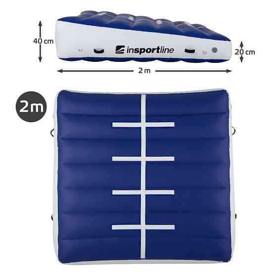 Килимок надувний гімнастичний inSPORTline Airincline 200x200 см, біло-синій Київ