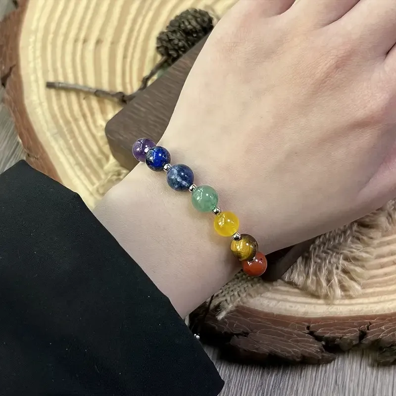 Браслет «7 чакр» 8 мм – натуральные камни, шамбала, регулируемый Киев - изображение 3