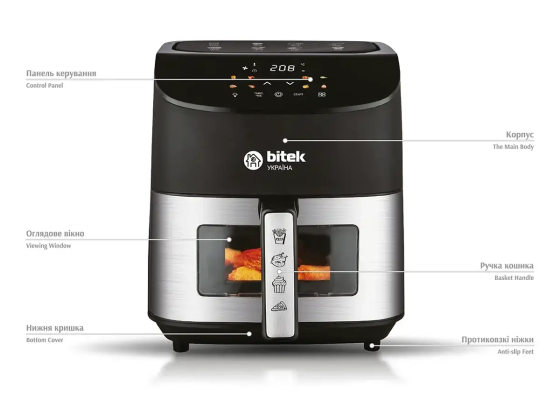 Аерофритюрниця Air Fryer 4200Вт 10л BITEK BT-9501, 6450 (2) Київ